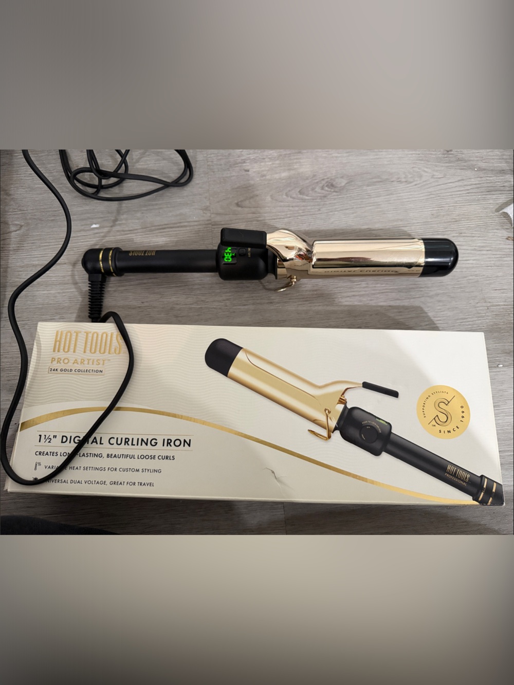 Hot Tools Professional 24K Gold 1.5'' Digital Curling Iron USED ONCE
